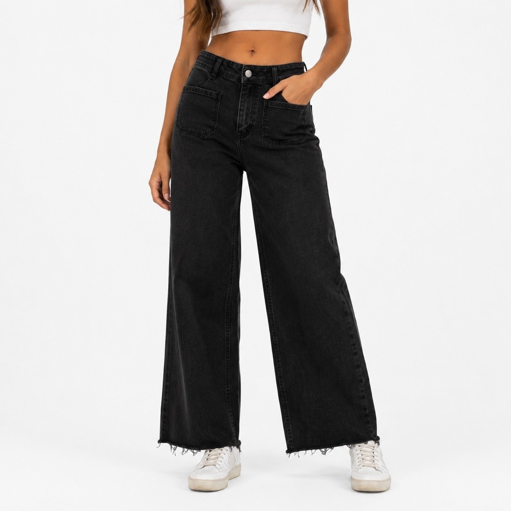 OAT New York Jeans Women's Size 0/25 Wide Leg Raw Hem Festival City Designer